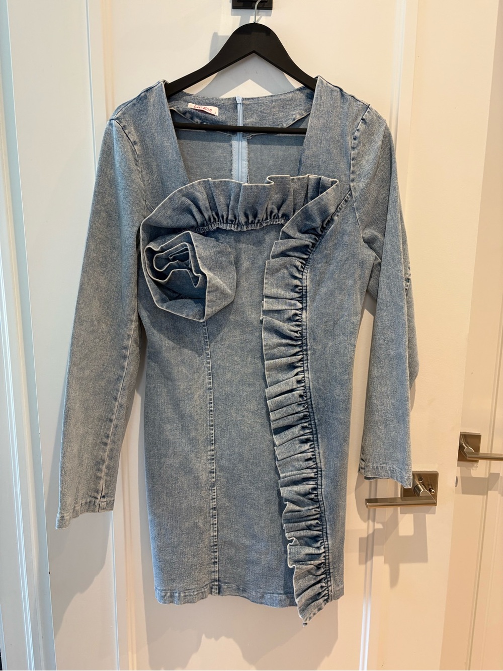 Unbranded Kids Denim Jacket with Ruffle Detail - Light Blue